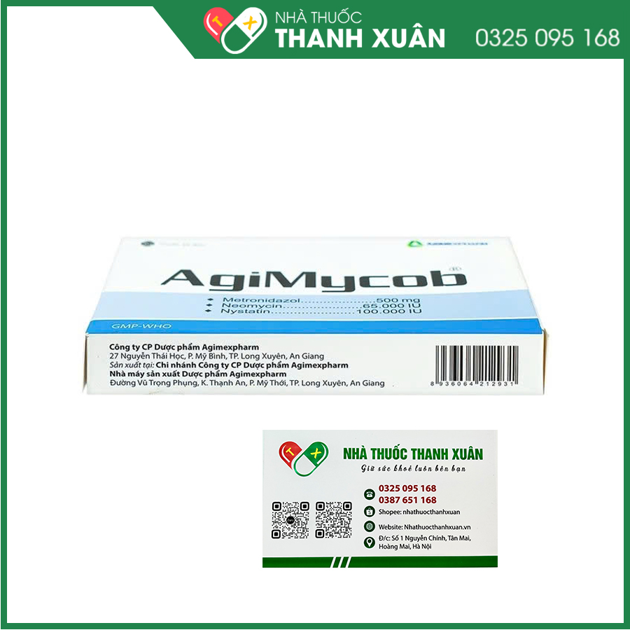 AgiMycob viên đặt âm đạo điều trị viêm nhiễm phụ khoa do các mầm bệnh gây ra